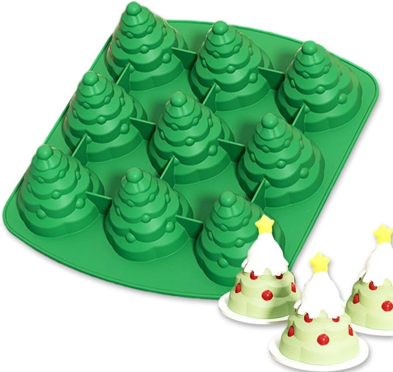 Mtruil 1 Pcs 3D Christmas Tree Silicone Molds Chocolate Molds Food Christmas Themed Treat Baking Freezing Tray Holiday Moulds for Soap Candy Cake Ice Candle Gummy Jelly Wax Melt Ice Cubes Cake Decorations - Image 1